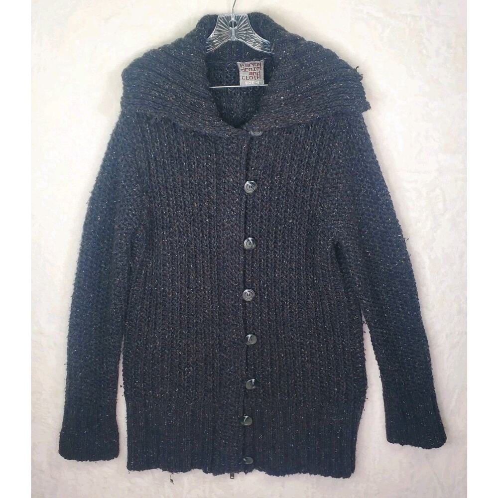 Paper Denim and Cloth Womens Plus 4X 100% Wool Cardigan Shawl Sweater Zip/Button